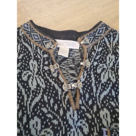 Womens Nomadic Traders Sweater Size Large, Navy Blues, Clasp Collar Cotton Blend - Picture 2 of 8